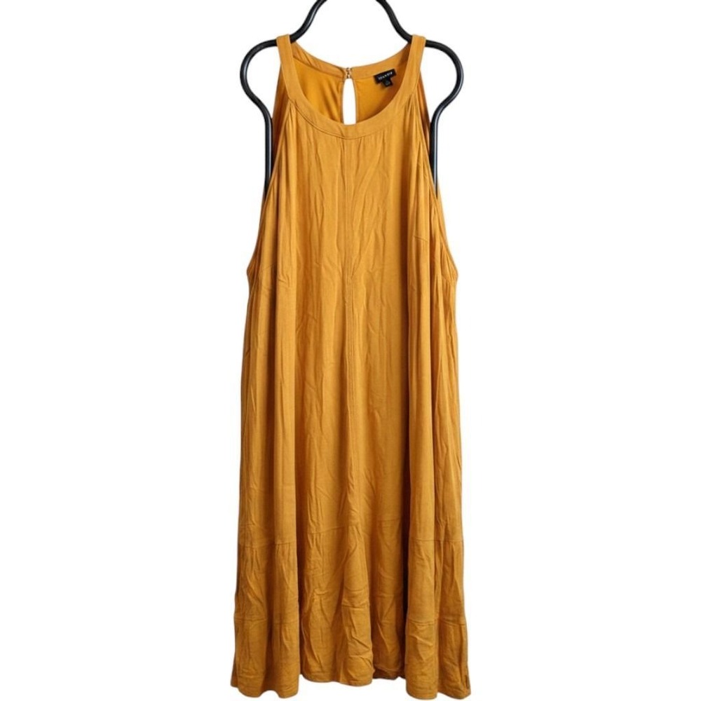 Torrid Womens Mustard Yellow Sleeveless Halter Neck Tiered Midi Dress Size 5 5X